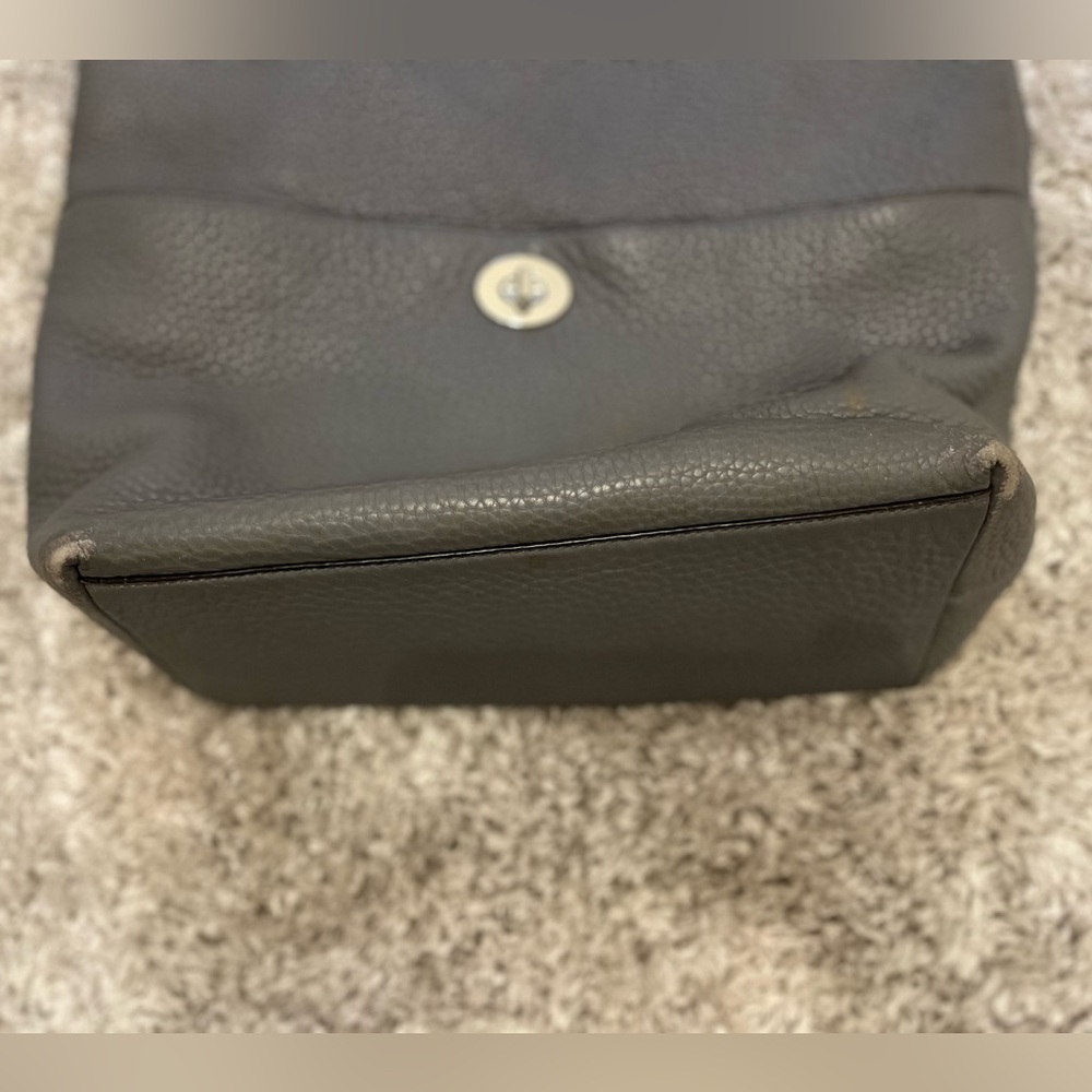 Coach Gray Leather Tote with Cream Tassels - Picture 4 of 11